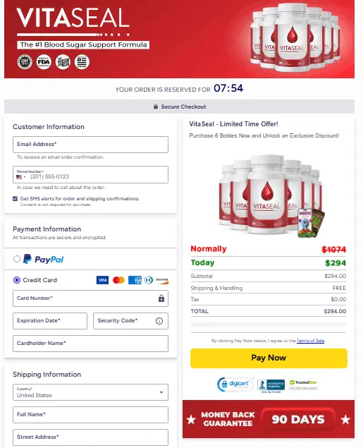 Vita Seal Official Website Secure Order Page